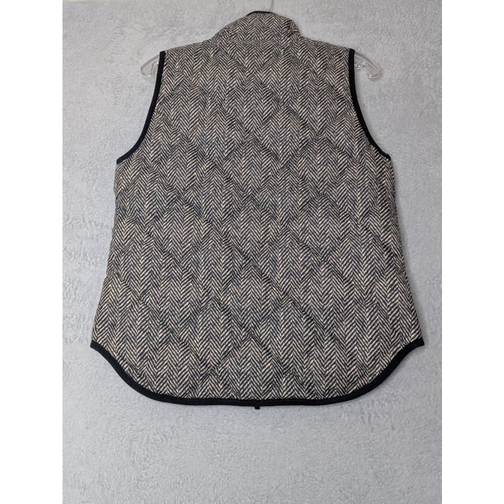 J.Crew Vest Women's XS Herringbone Down Puffer Black Beige - Picture 3 of 8